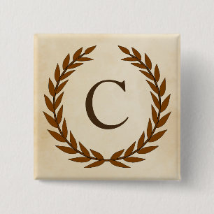 Laurel Wreath on Parchment Monogram Initial C 15 Cm Square Badge