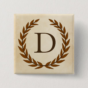 Laurel Wreath on Parchment Monogram Initial D 15 Cm Square Badge