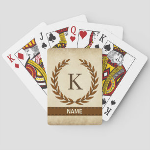 Laurel Wreath on Parchment Monogram Initial K Playing Cards