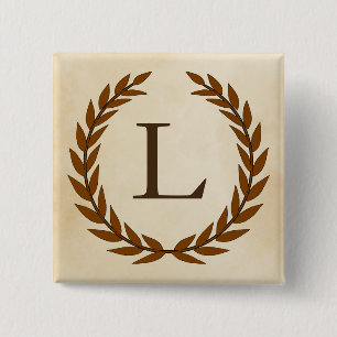Laurel Wreath on Parchment Monogram Initial L 15 Cm Square Badge