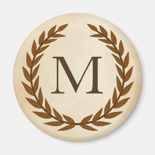Laurel Wreath on Parchment Monogram Initial M Magnet