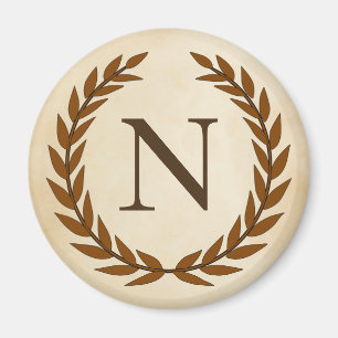 Laurel Wreath on Parchment Monogram Initial N Magnet