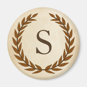 Laurel Wreath on Parchment Monogram Initial S Magnet