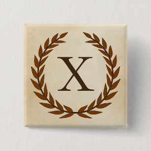 Laurel Wreath on Parchment Monogram Initial X 15 Cm Square Badge