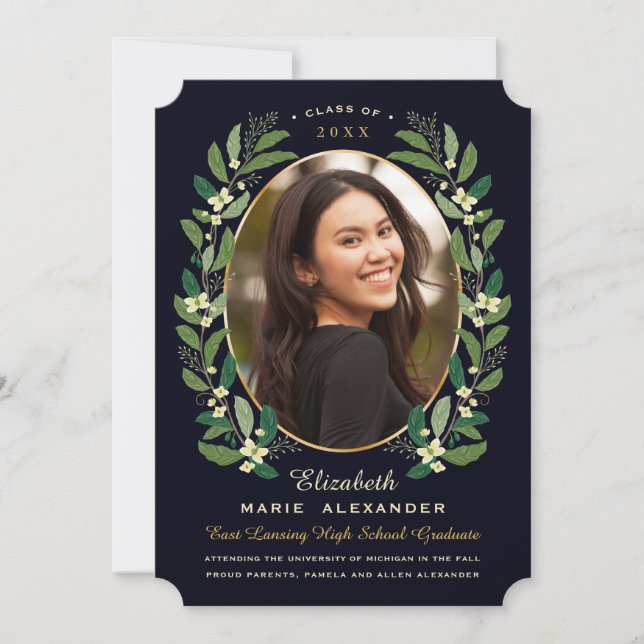 Laurel Wreath Photo Graduation Announcement II (Front)