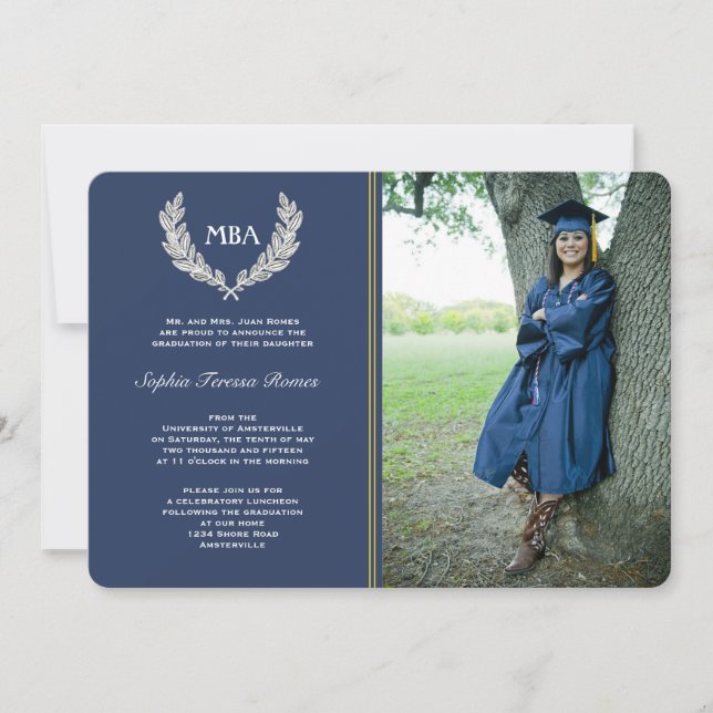 Laurel Wreath Photo Graduation Invitation / Anno (Front)