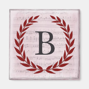 Laurel Wreath Sheet Music Monogram Initial B Magnet