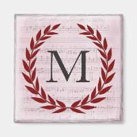 Laurel Wreath Sheet Music Monogram Initial M