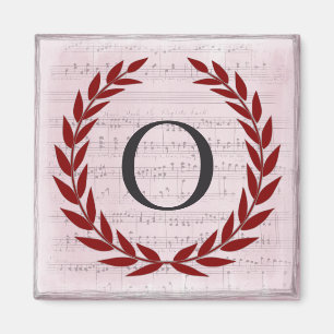 Laurel Wreath Sheet Music Monogram Initial O Magnet