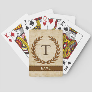 Laurel Wreath Sheet Music Monogram Initial T Playing Cards