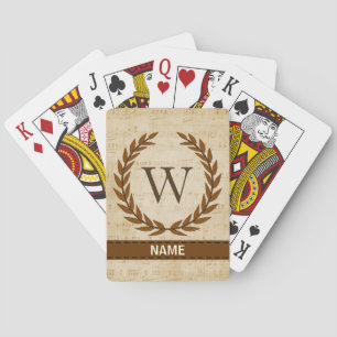 Laurel Wreath Sheet Music Monogram Initial W Playing Cards