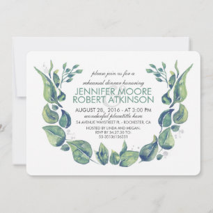 Laurel Wreath Watercolor Rehearsal Dinner Invitation