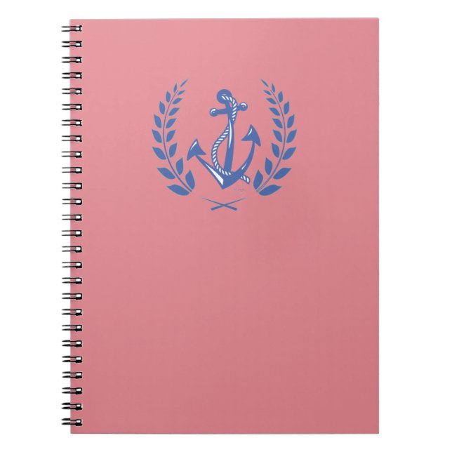Laurel Wreath with blue anchor and rope Notebook (Front)