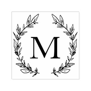 Laurels Elegant Monogram Typography Modern Minimal Self-inking Stamp