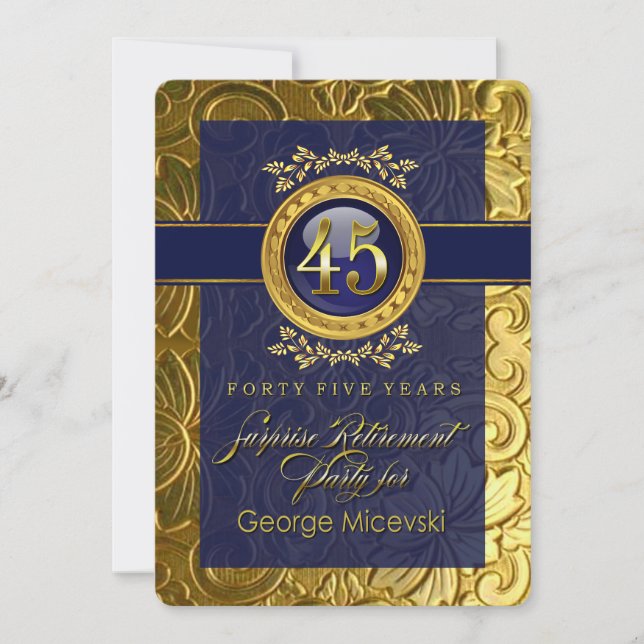 Lauren4 Elegant Glamour Embossed Retirement Party Invitation (Front)