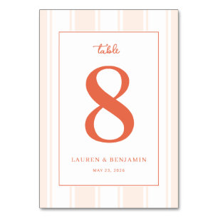 "Lauren & Benjamin" Elegant Coral Minimalist Invit Table Number