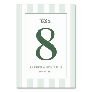 "Lauren & Benjamin" Elegant Green Minimalist Invit Table Number