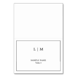 Lauren Black and White Monogram Elegant Wedding Table Number