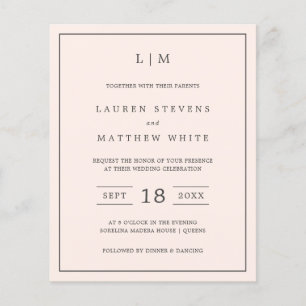 Lauren Blush Pink Budget Wedding Invitation