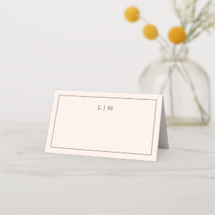 Lauren Blush Pink Monogram Elegant Wedding Place Card