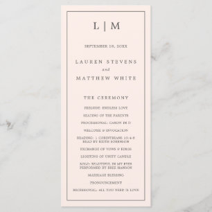 Lauren Blush Pink Monogram Elegant Wedding Program