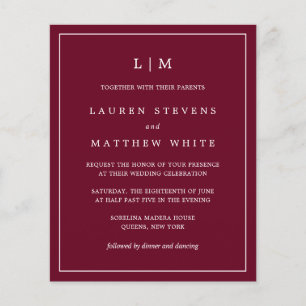Lauren Burgundy Budget Wedding Invitation