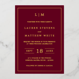 Lauren Burgundy Monogram Elegant Wedding