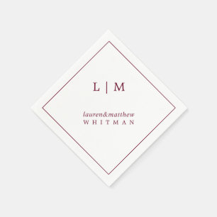 Lauren Burgundy Monogram Elegant Wedding Napkin