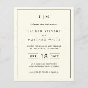 Lauren Cream Budget Wedding Invitation
