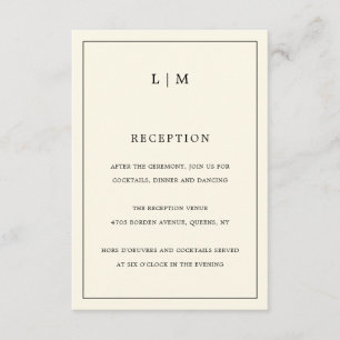Lauren Cream Monogram Elegant Wedding Enclosure Card