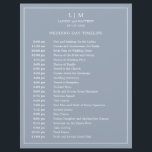 Lauren Dusty Blue Monogram Elegant Wedding<br><div class="desc">Simple Wedding Timeline featuring a modern yet elegant design with your two letter monogram at the top and your details surrounded by a thin border. All text is in white over a dusty blue background and may be changed to any colours you wish by clicking the "customise" button. A chic...</div>