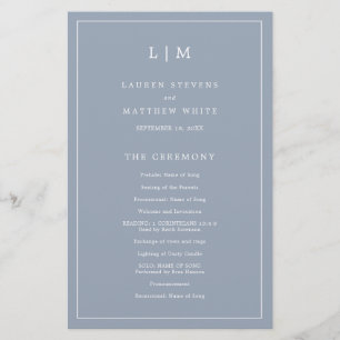 Lauren Dusty Blue Monogram Elegant Wedding