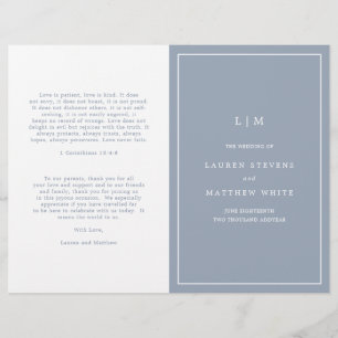 Lauren Dusty Blue Monogram Elegant Wedding