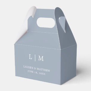 Lauren Dusty Blue Monogram Elegant Wedding Favour Box