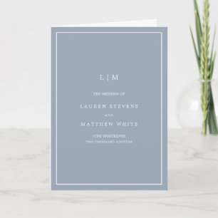 Lauren Dusty Blue Monogram Elegant Wedding Program