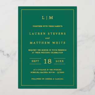 Lauren Emerald Green Monogram Elegant Wedding