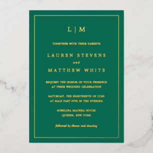 Lauren Emerald Green Monogram Elegant Wedding