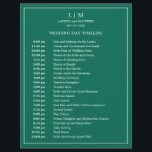 Lauren Emerald Green Monogram Elegant Wedding<br><div class="desc">Simple Wedding Timeline featuring a modern yet elegant design with your two letter monogram at the top and your details surrounded by a thin border. All text is in white over a jewel tone emerald green background and may be changed to any colours you wish by clicking the "customise" button....</div>