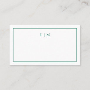 Lauren Emerald Green Monogram Elegant Wedding Place Card