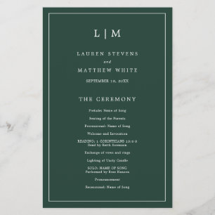 Lauren Forest Green Monogram Elegant Wedding