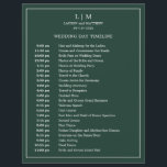 Lauren Forest Green Monogram Elegant Wedding<br><div class="desc">Simple Wedding Timeline featuring a modern yet elegant design with your two letter monogram at the top and your details surrounded by a thin border. All text is in white over a forest green background and may be changed to any colours you wish by clicking the "customise" button. A chic...</div>