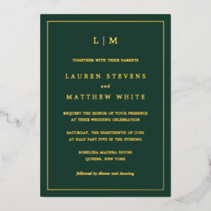 Lauren Forest Green Monogram Elegant Wedding