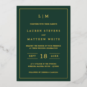 Lauren Forest Green Monogram Elegant Wedding