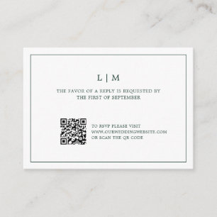 Lauren Forest Green Monogram Elegant Wedding Card