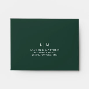 Lauren Forest Green Monogram Elegant Wedding Envelope