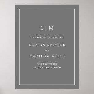 Lauren Gray Monogram Elegant Wedding Poster