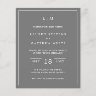 Lauren Grey Elegant Budget Wedding Invitation