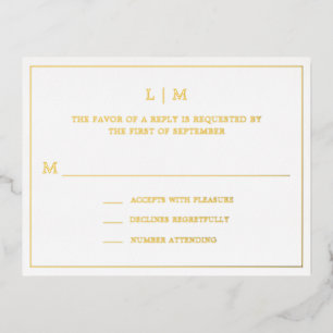 Lauren Monogram Elegant Wedding RSVP Foil Invitation Postcard