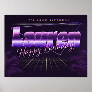 Lauren Name Vorname lila retro Poster Geburtstag