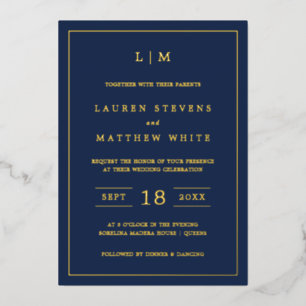Lauren Navy Blue Monogram Elegant Wedding